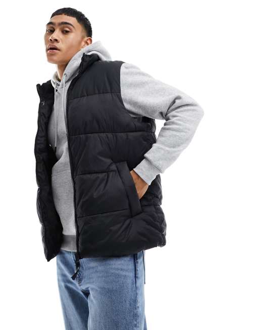 Jack & Jones Essentials puffer gilet in black | ASOS