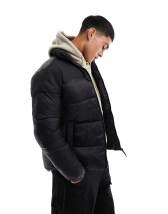 Hollister Icon/tape Logo Hooded Narrow Channel Lightweight Puffer Jacket in  Black for Men