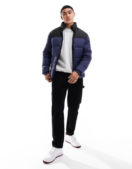 Jack & Jones Essentials puffer in navy and black