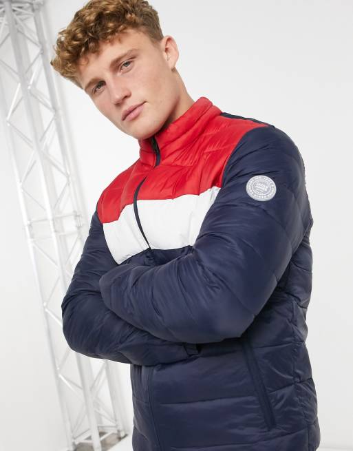 Blue red and 2024 white puffer jacket