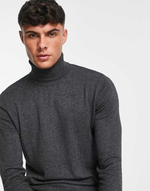 Pull col best sale roulé gris homme