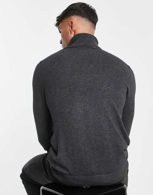 Jack Jones Essentials Pull col roul Gris fonc chin