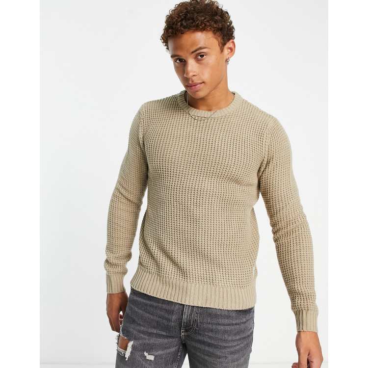 JACK AND JONES Pull à col roulé Waffle Homme Beige