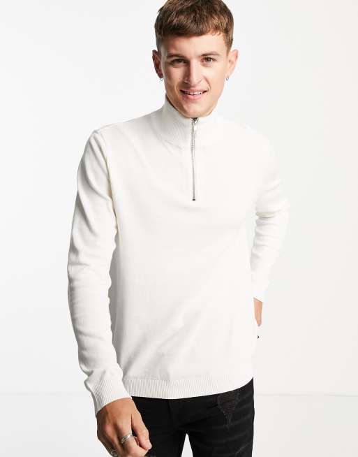 White quarter clearance zip jumper