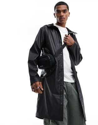 Jack & Jones Essentials rain resistant rain coat in black  - view 1