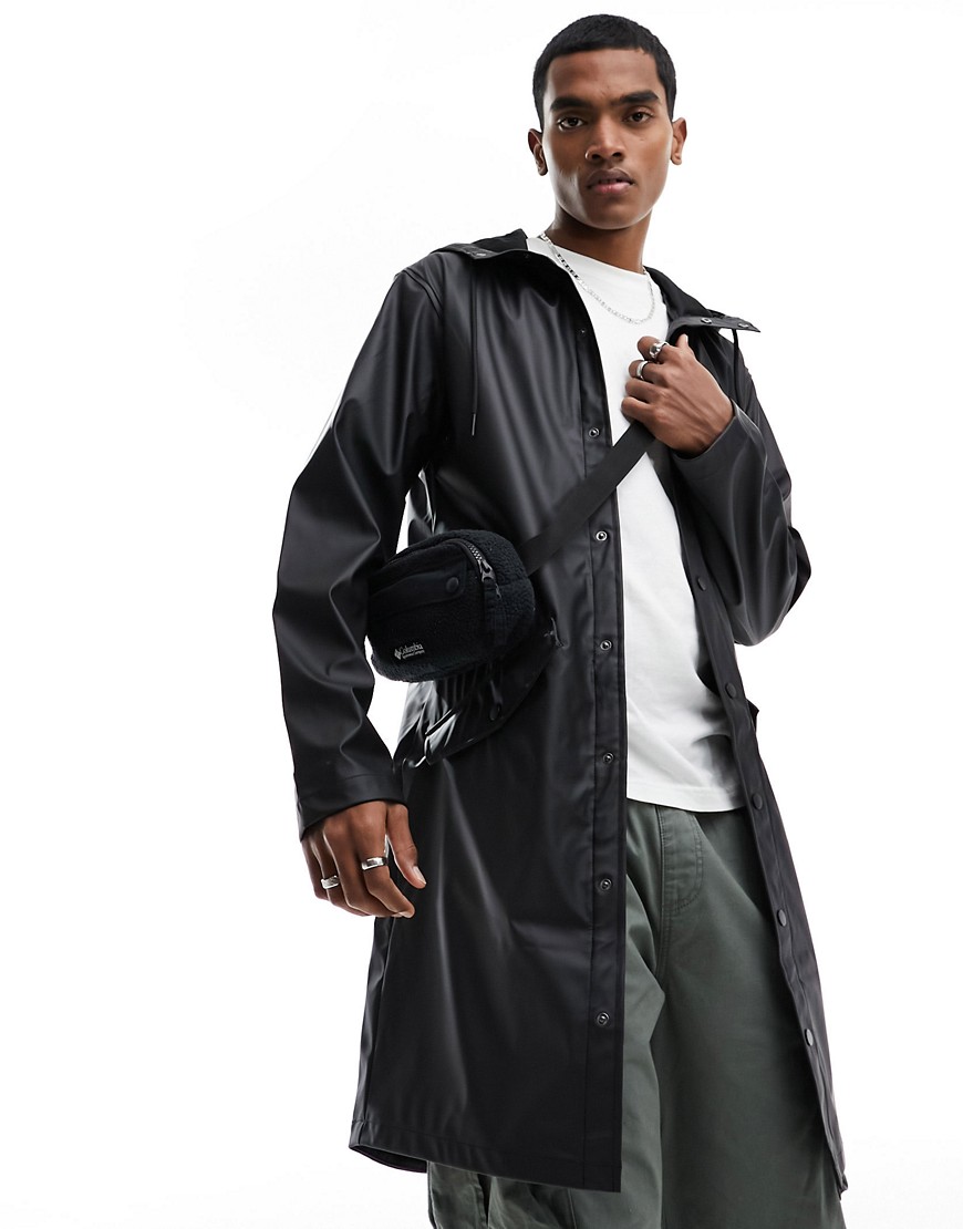 Jack & Jones Essentials rain resistant rain coat in black