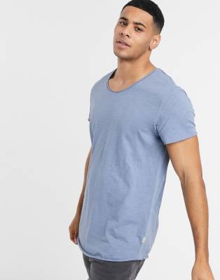 Jack & Jones essentials raw edge t-shirt-Blue