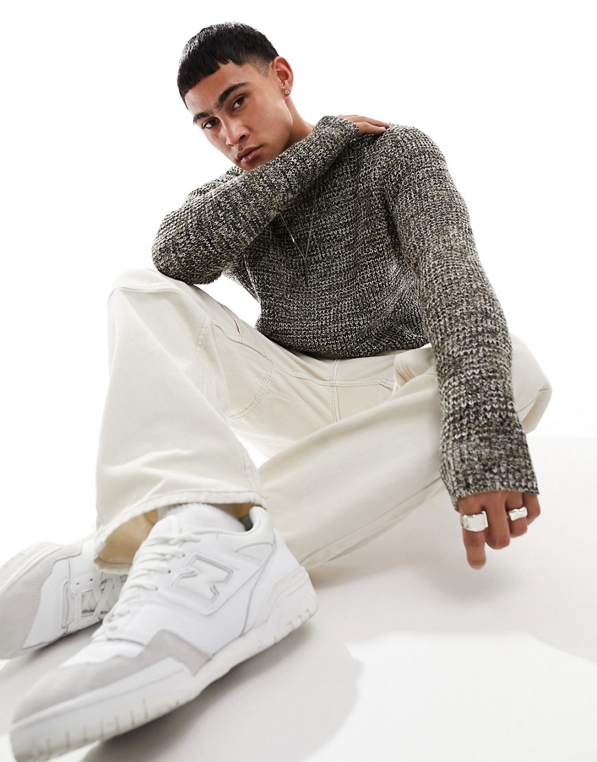 Essentials ribbed sweater in gray heather