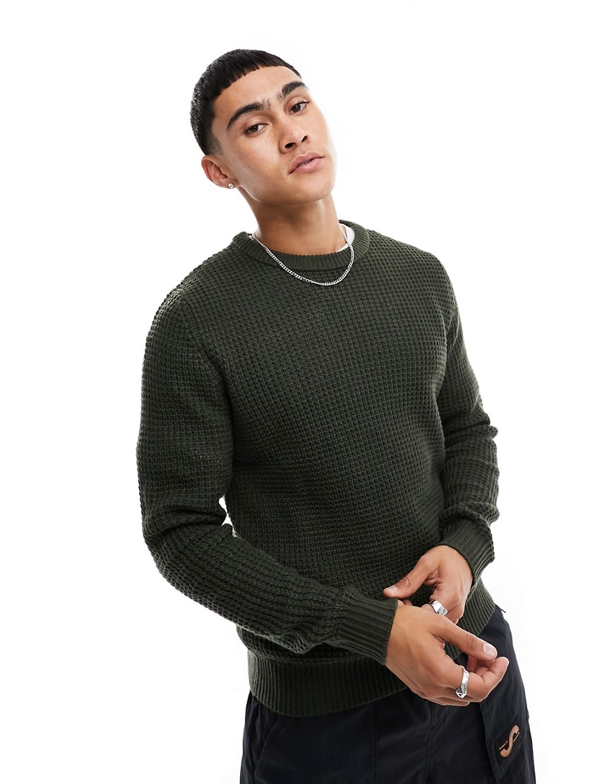 Jack & Jones Essentials Mock Neck Sweater In Green