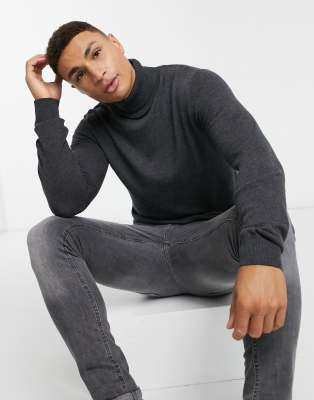 dark grey roll neck jumper