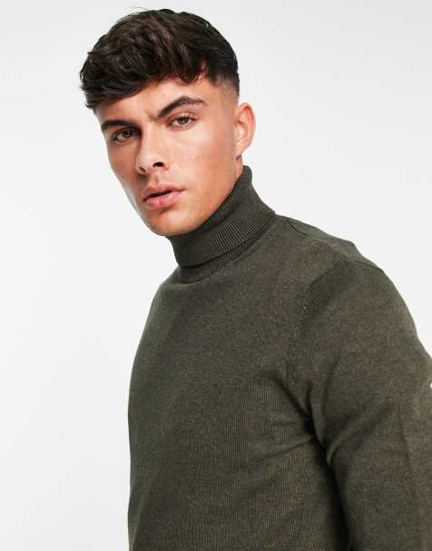 Jack & Jones Essentials roll neck jumper in khaki - view 1
