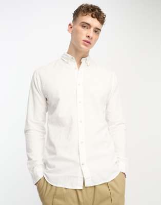 Jack & Jones – Essentials – Schmal geschnittenes Hemd aus Leinen-Mix in Hellblau - view 1