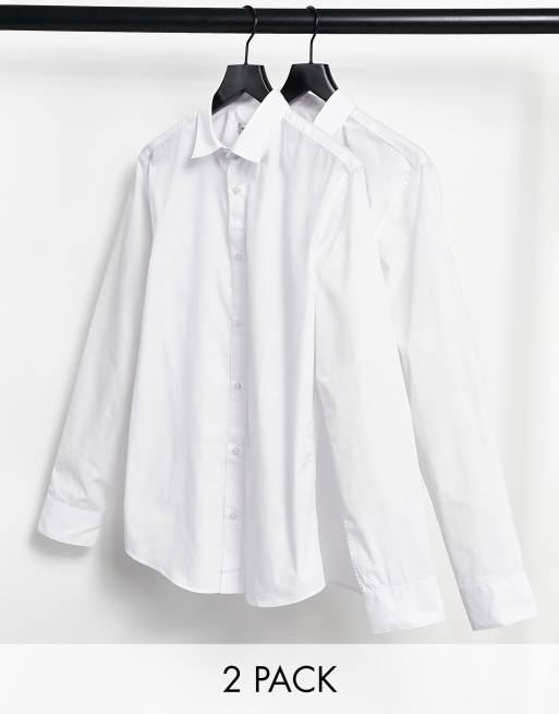 Jack & Jones - Essentials - Set van 2 nette slim-fit overhemden in wit