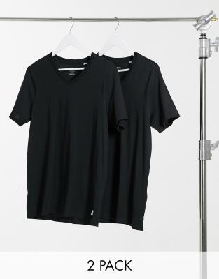 Jack & Jones - Essentials - Set van 2 slim-fit T-shirts met V-hals in zwart - view 1