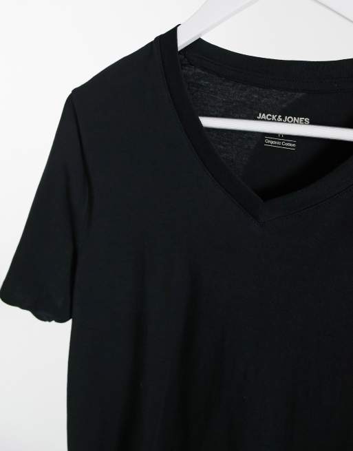 Jack & Jones - Essentials - Set van 2 slim-fit T-shirts met V-hals in zwart, 3 van 4