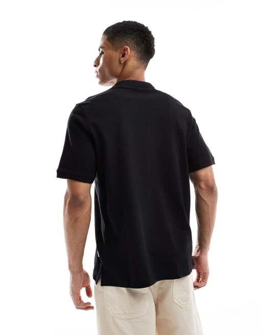 Jack & Jones Essentials slim fit pique logo polo in black