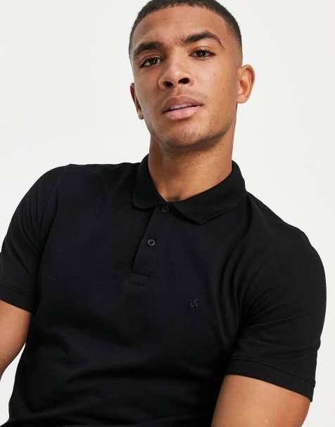 Jack & Jones Essentials slim fit pique logo polo in black - view 1