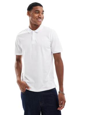 Essentials slim fit pique logo polo in white