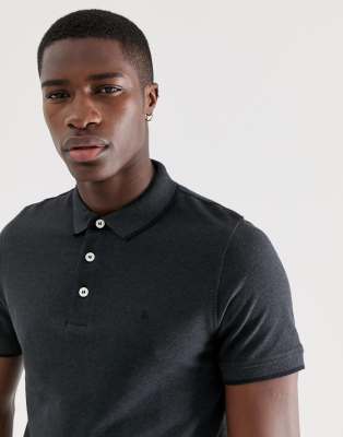 Jack & Jones Essentials slim fit tipped pique logo polo in dark grey | ASOS