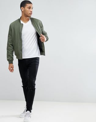 bomber jacket with v neck