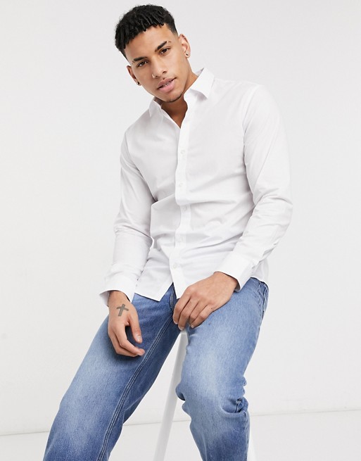 Jack & Jones Essentials smart shirt in slim fit white