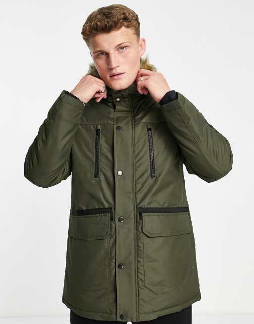 Jack & Jones - Essentials - Sort parka med hætte i imiteret pels, 4 af 4
