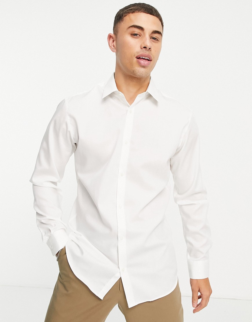 Jack & Jones - Essentials - Superslim-fit strijkvrij net overhemd in wit