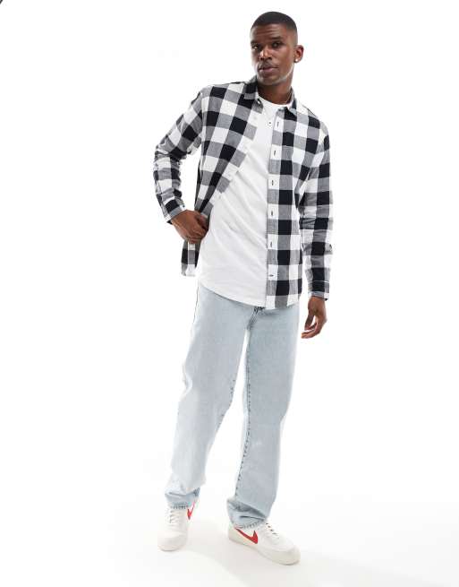 Jack & Jones – Essentials – Svart och vit, rutig skjorta i flanell , 3 av 4