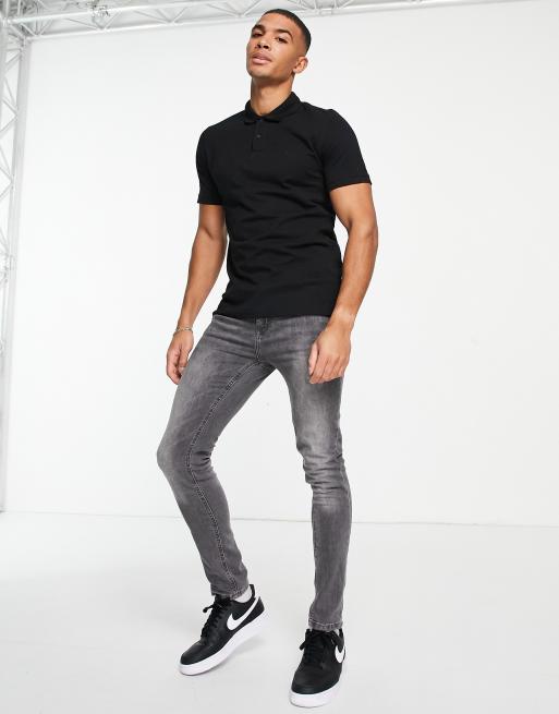 Jack & Jones – Essentials – Svart pikétröja med smal passform och logga, 4 av 4