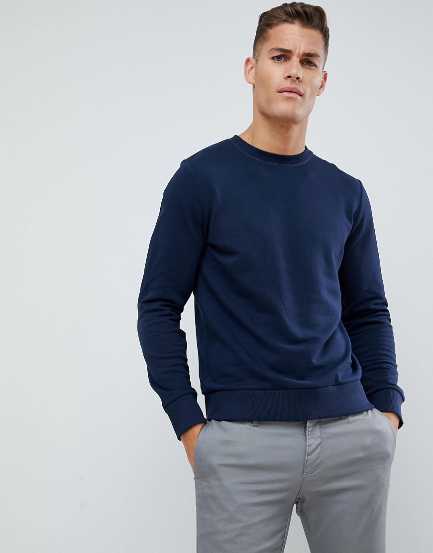 Jack & Jones Essentials - Sweatshirt met ronde hals in marineblauw