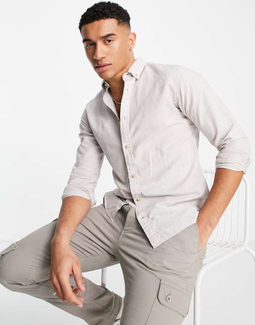 Jack & Jones Essentials – Szara lniana koszula, 3 z 4