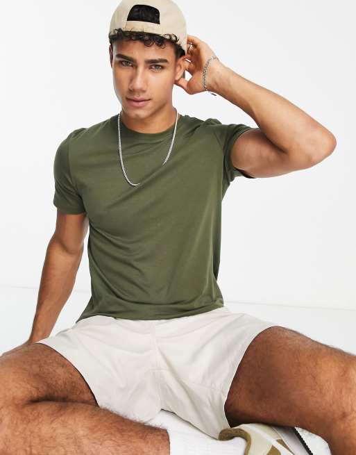 Jack & Jones essentials T-shirt med rund hals i bomuld i khaki grøn, 3 af 4