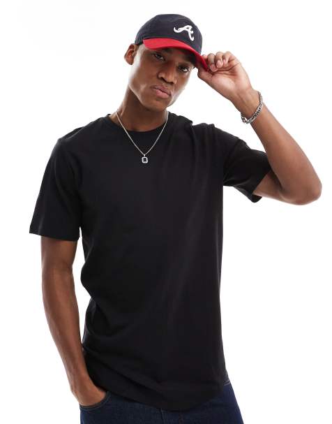 Jack & Jones Essentials - T-shirt met lange pasvorm en ronde zoom in zwart - view 1