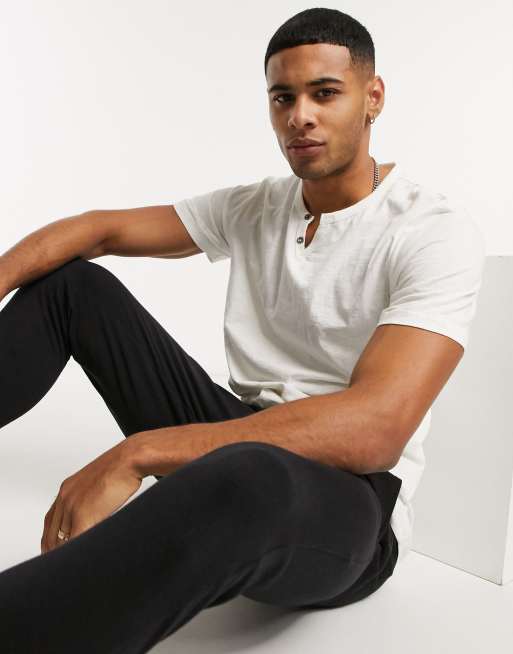 Jack & Jones Essentials - T-shirt serafino aperto bianco, 3 di 4