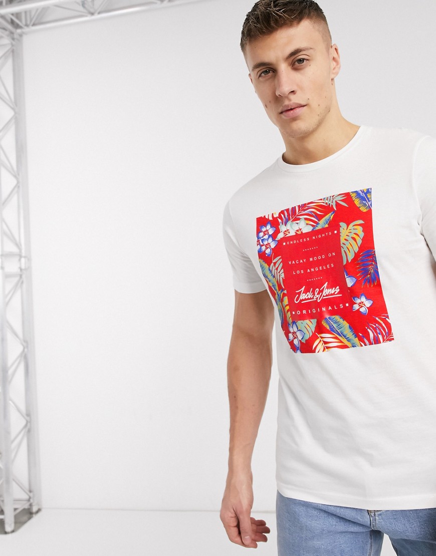 Jack & Jones Essentials - T-shirt tropicale-Bianco