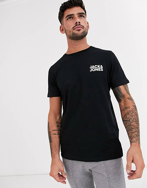 conjunctie Frank Fonetiek Jack & Jones Essentials t-shirt with chest logo in black | ASOS
