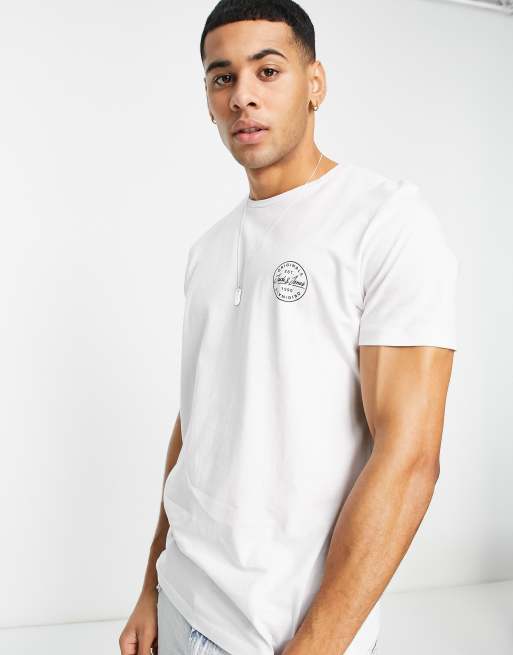 Jack & Jones Essentials t-shirt with logo chest print in white | ASOS