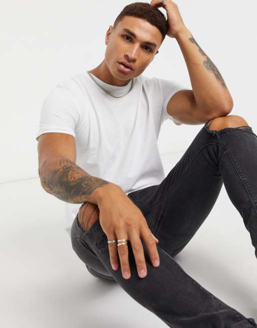 Jack & Jones Essentials – Vit t-shirt i longline med rundad nederkant, 4 av 4