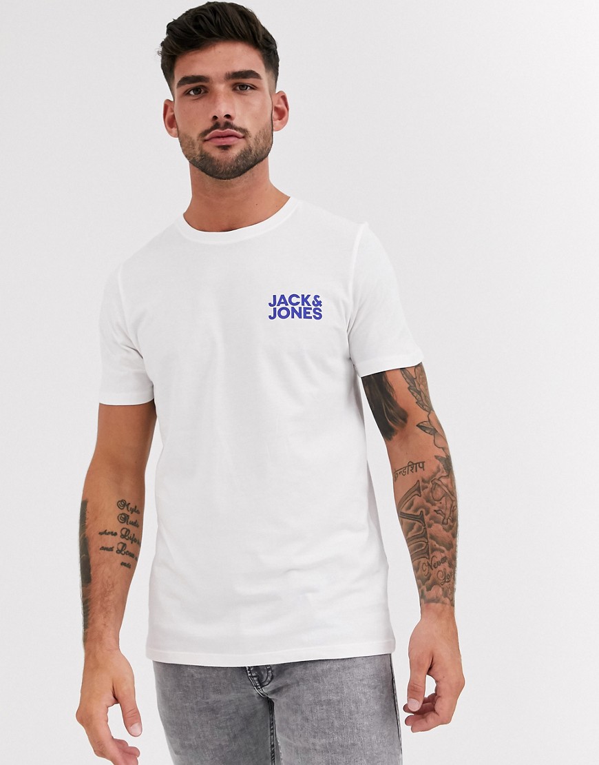 Jack & Jones – Essentials – Vit t-shirt med logga på bröstet