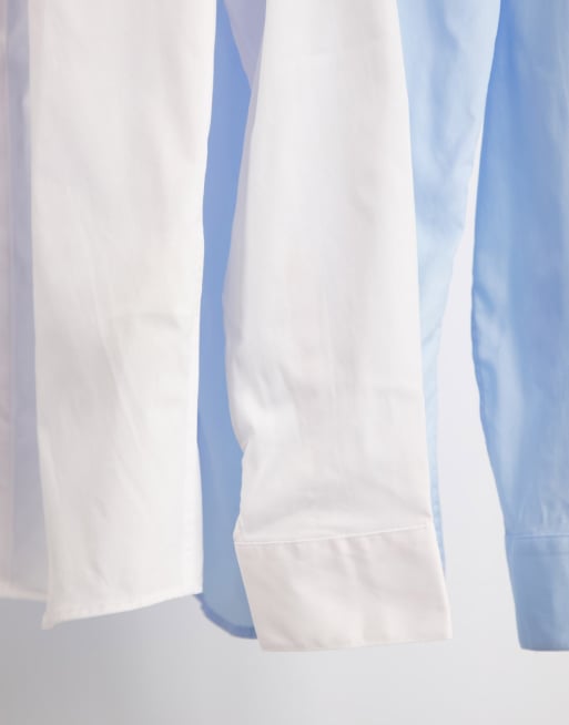 Jack & Jones – Essentials – Zestaw 2 eleganckich koszul w kolorach białym i niebieskim, 4 z 4