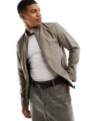 Jack Jones Essentials Zip Through Faux Jacket Suede In Tan neutral ModeSens