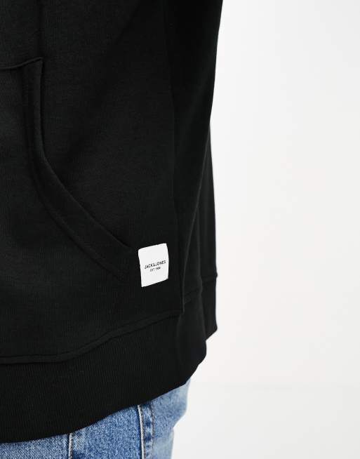 Jack & Jones Essentials zip through hoodie in black, 2 of 4