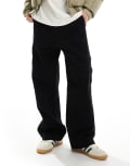 [Jack & Jones] Jack & Jones Evan baggy fit cargo pants in black W30 L30 Black