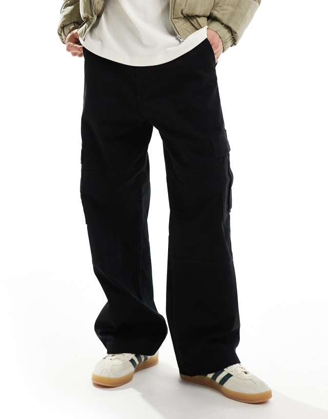 Jack & Jones - evan baggy fit cargo trousers in black