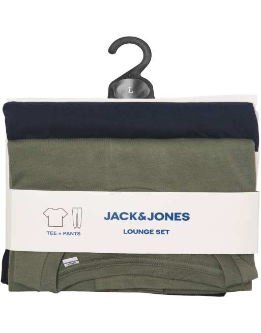 Jack & Jones Everest tee and pants lounge set in khaki, 4 of 4