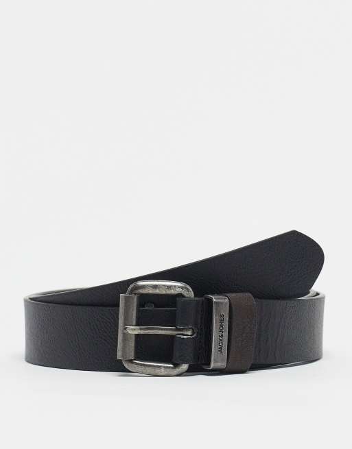 Jack & Jones faux leather belt in black | ASOS