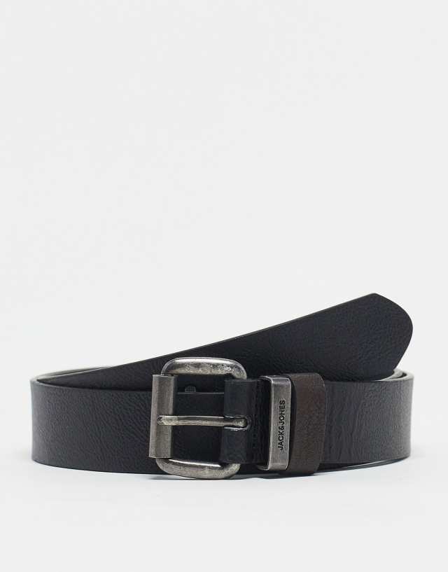 Jack & Jones faux leather belt in black