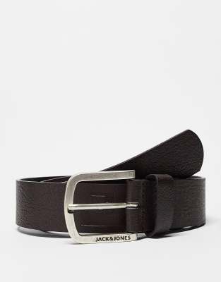 Jack & Jones Jack & Jones faux leather belt in in brown
