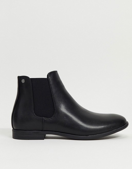 Jack & Jones faux leather chelsea boot in black