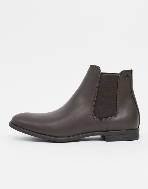 Jack & Jones faux leather chelsea boot in brown ASOS